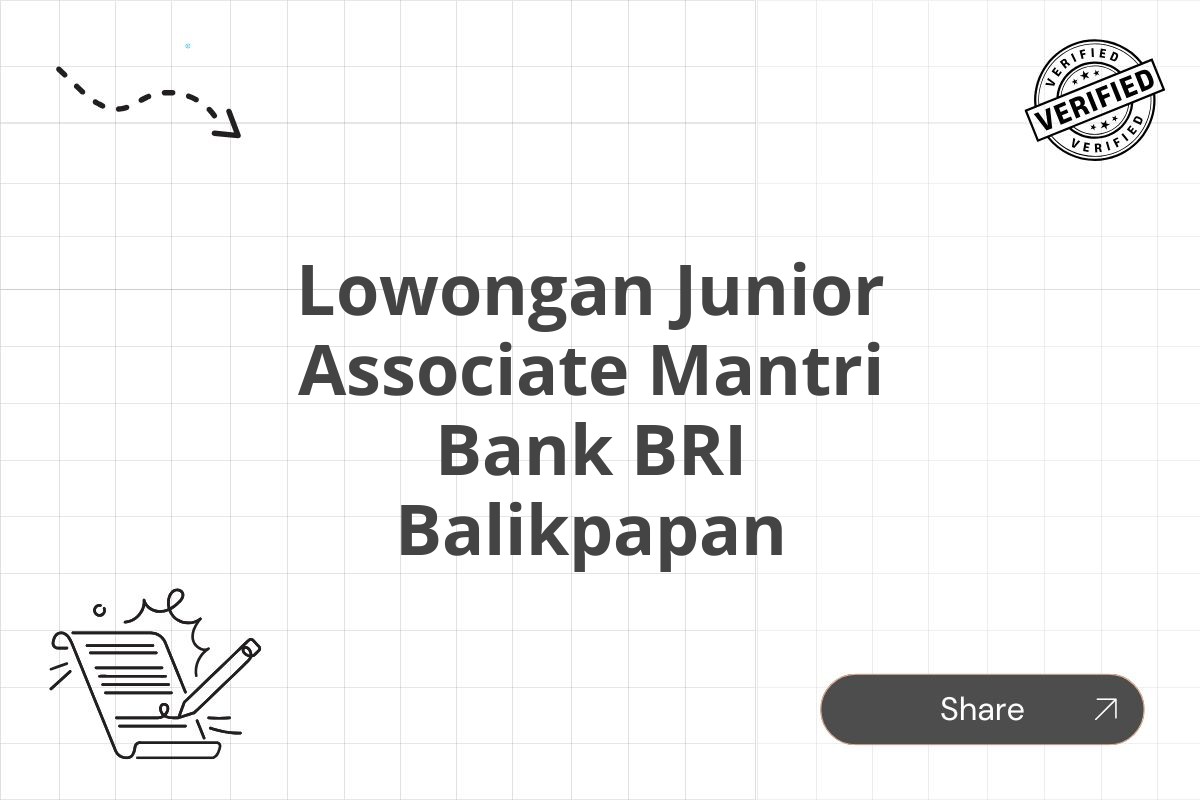 Lowongan Junior Associate Mantri Bank BRI Balikpapan