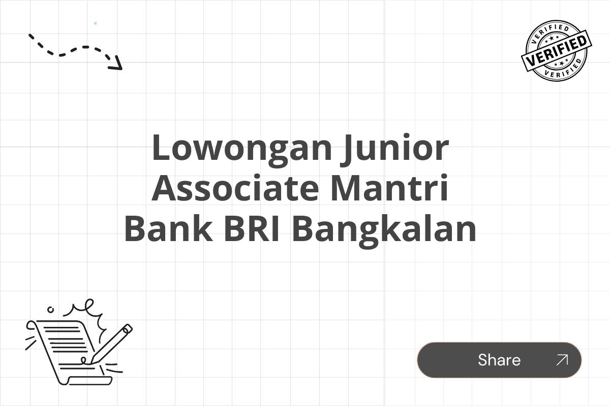 Lowongan Junior Associate Mantri Bank BRI Bangkalan