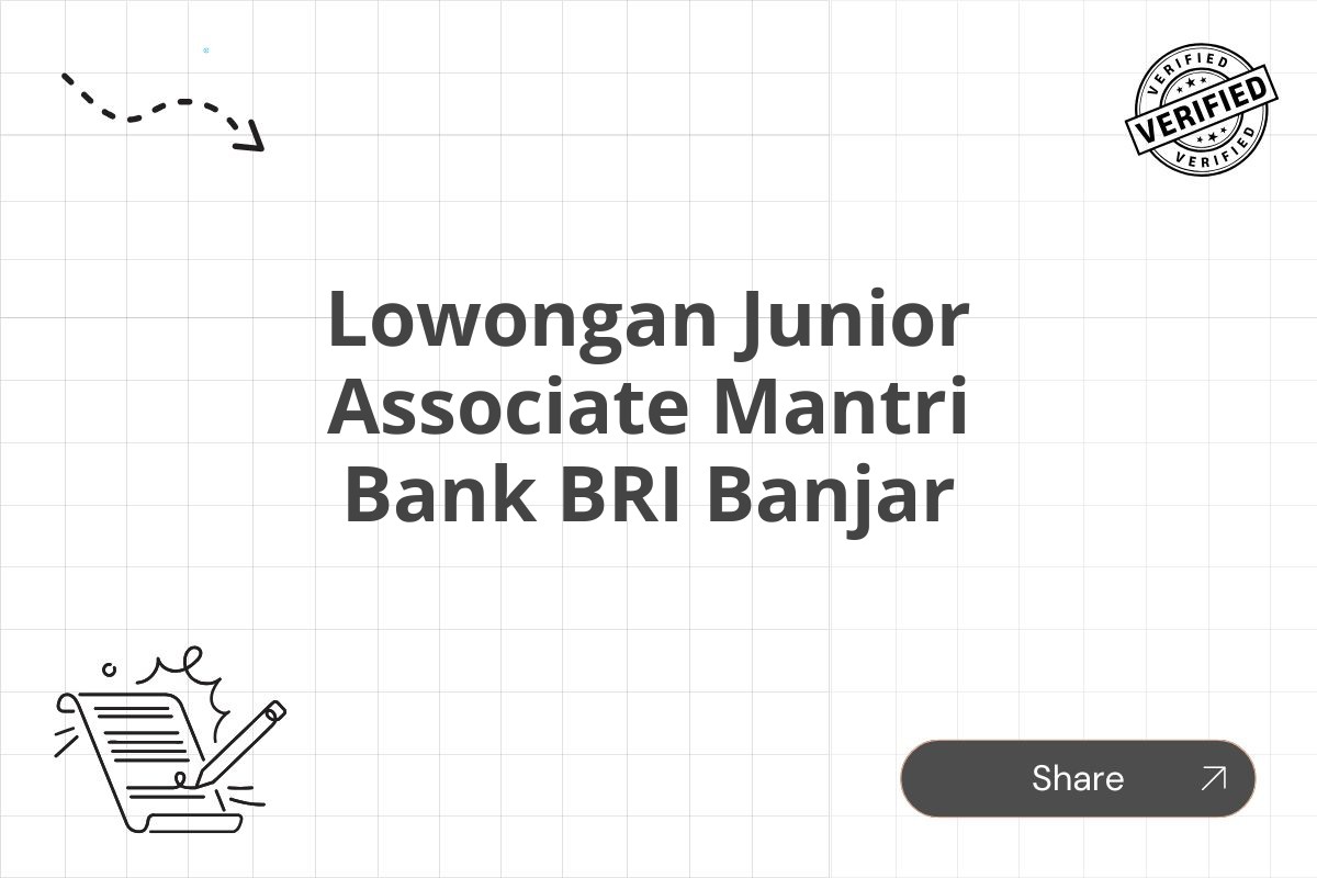 Lowongan Junior Associate Mantri Bank BRI Banjar