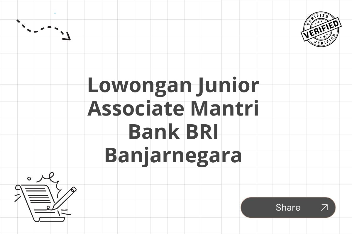 Lowongan Junior Associate Mantri Bank BRI Banjarnegara