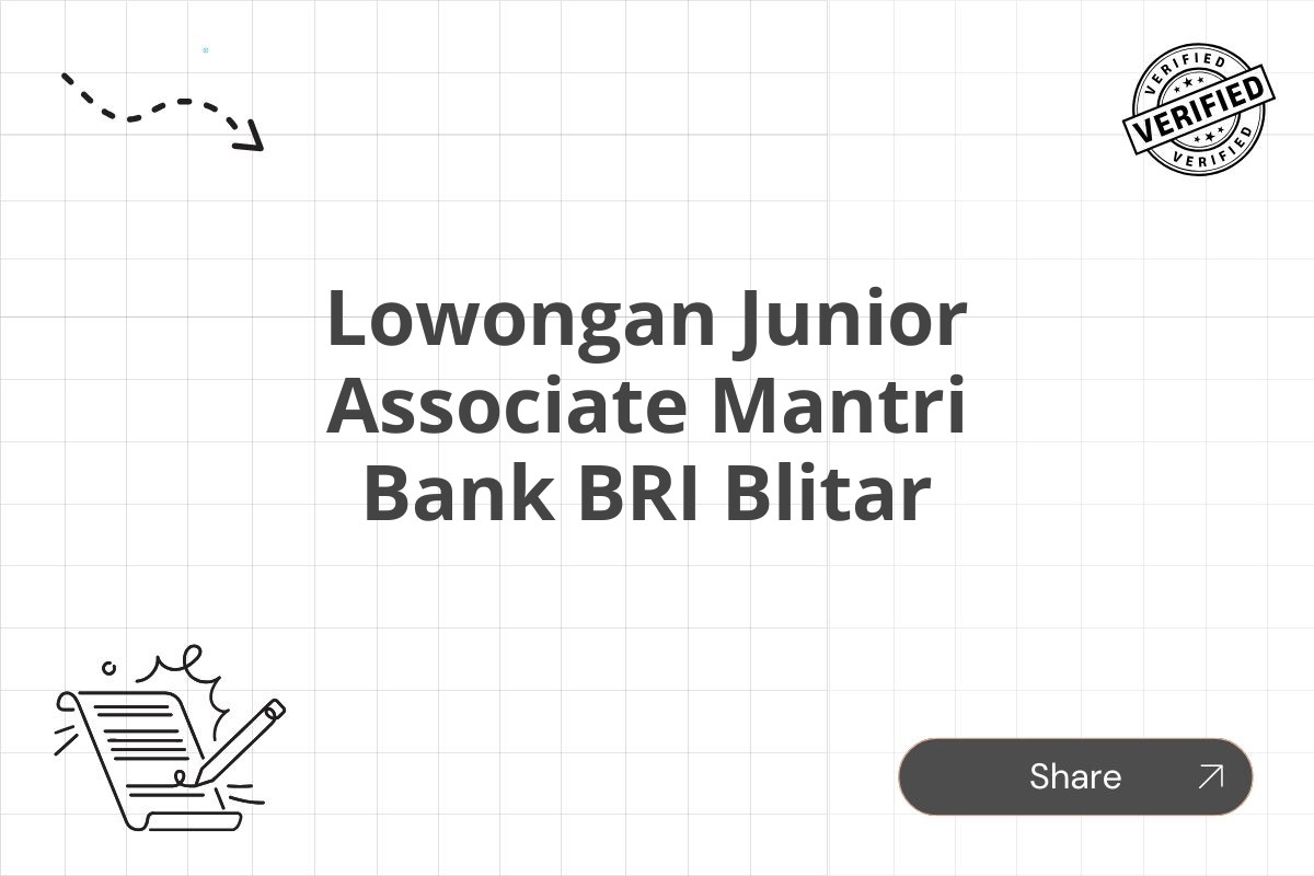 Lowongan Junior Associate Mantri Bank BRI Blitar