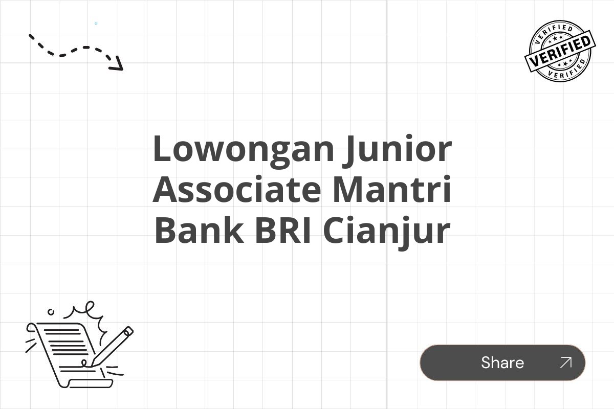 Lowongan Junior Associate Mantri Bank BRI Cianjur