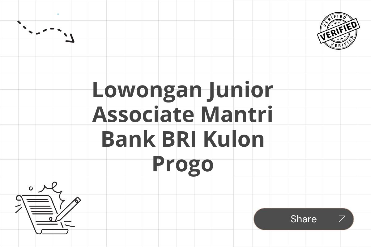 Lowongan Junior Associate Mantri Bank BRI Kulon Progo