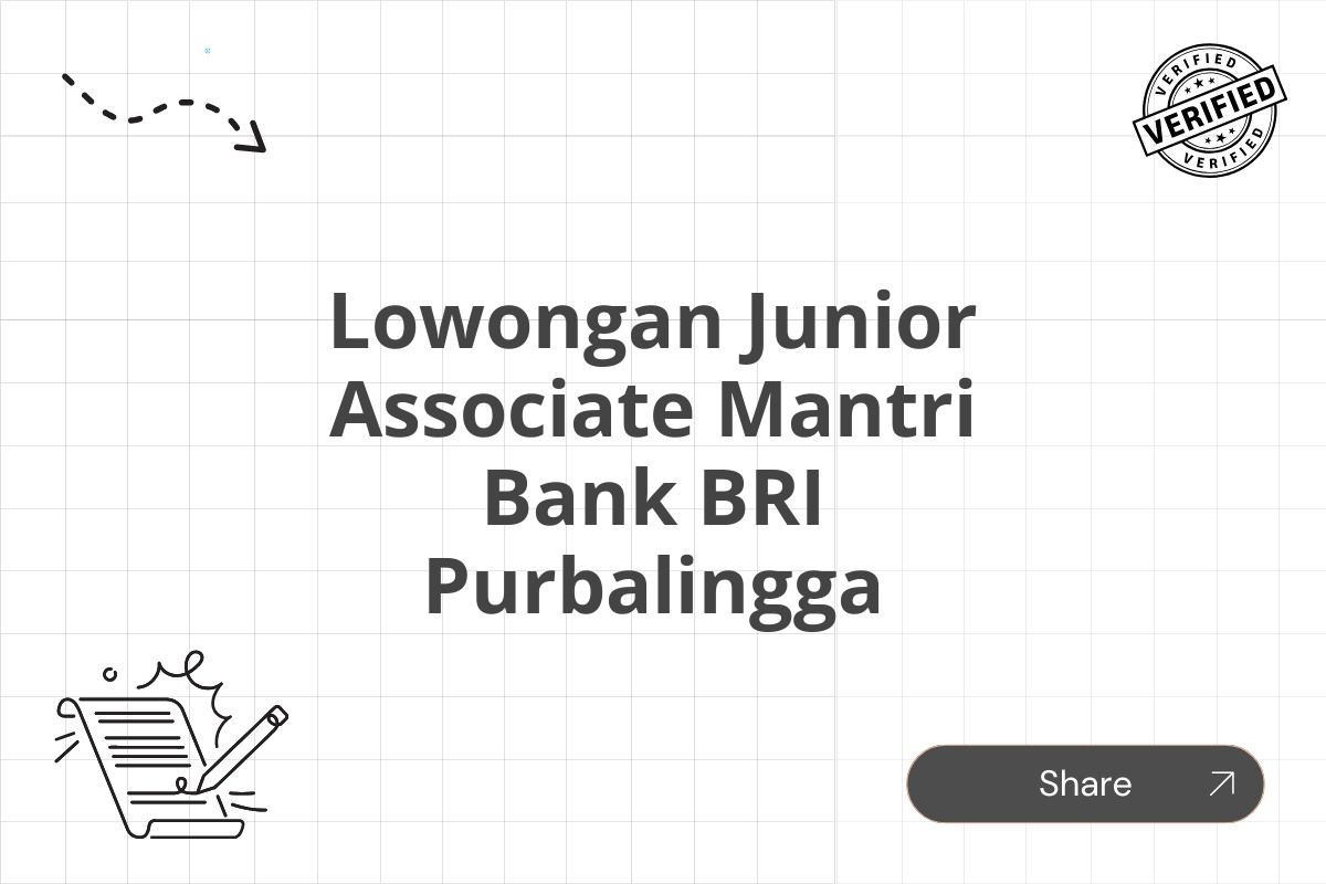 Lowongan Junior Associate Mantri Bank BRI Purbalingga