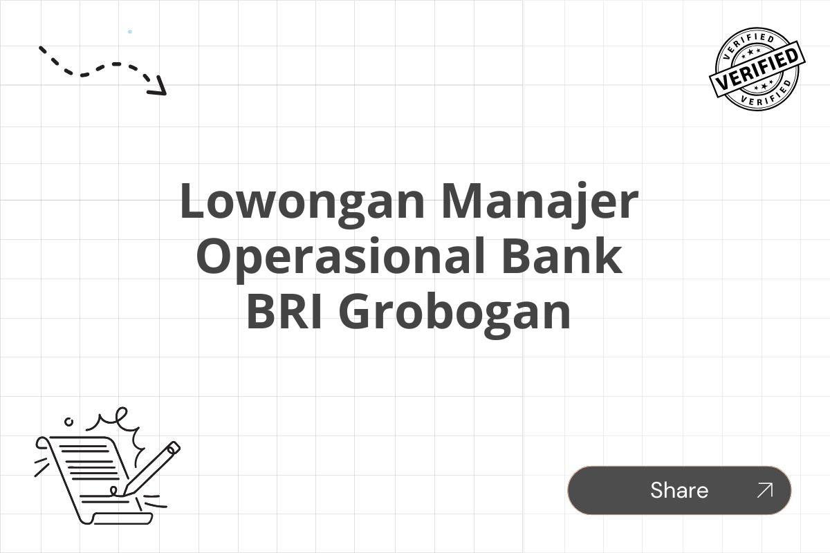 Lowongan Manajer Operasional Bank BRI Grobogan