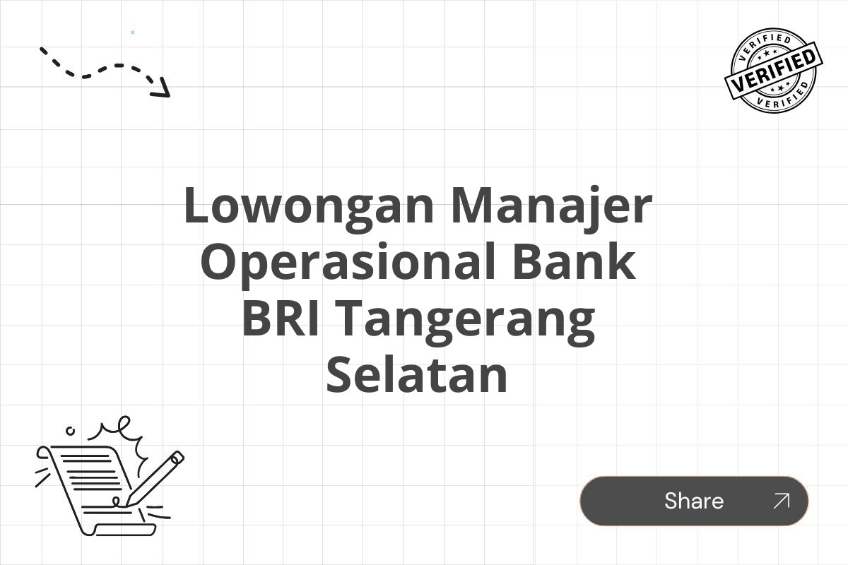 Lowongan Manajer Operasional Bank BRI Tangerang Selatan