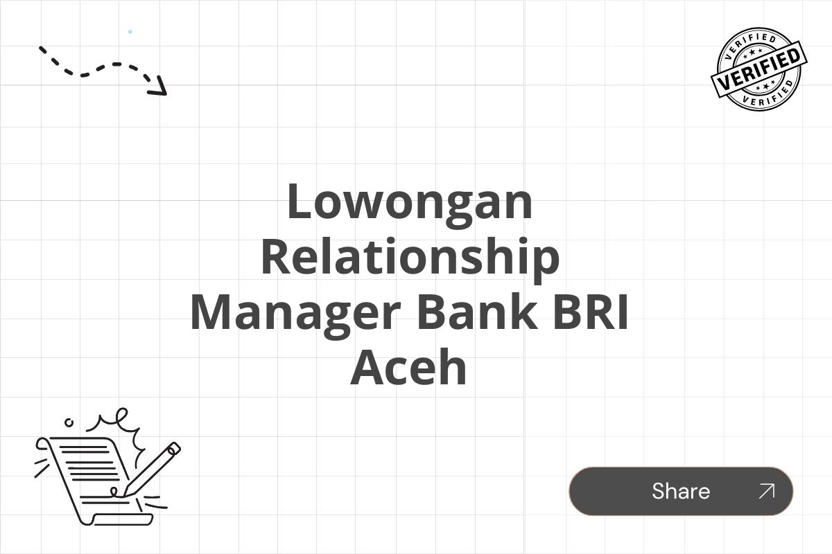 Lowongan Relationship Manager Bank BRI Aceh