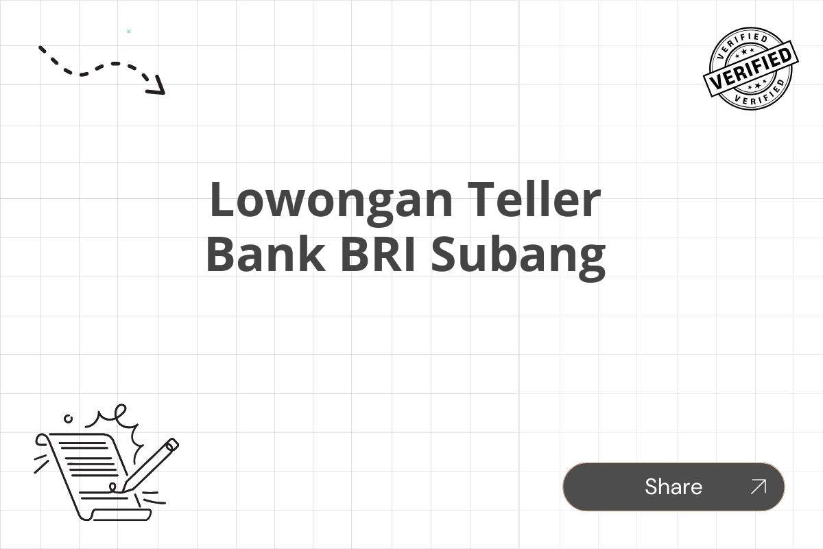 Lowongan Teller Bank BRI Subang