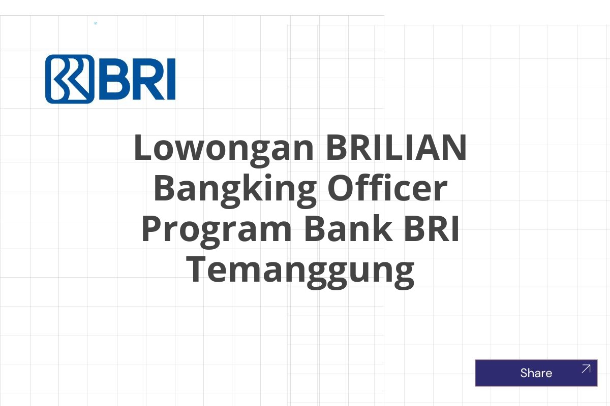 Lowongan BRILIAN Bangking Officer Program Bank BRI Temanggung