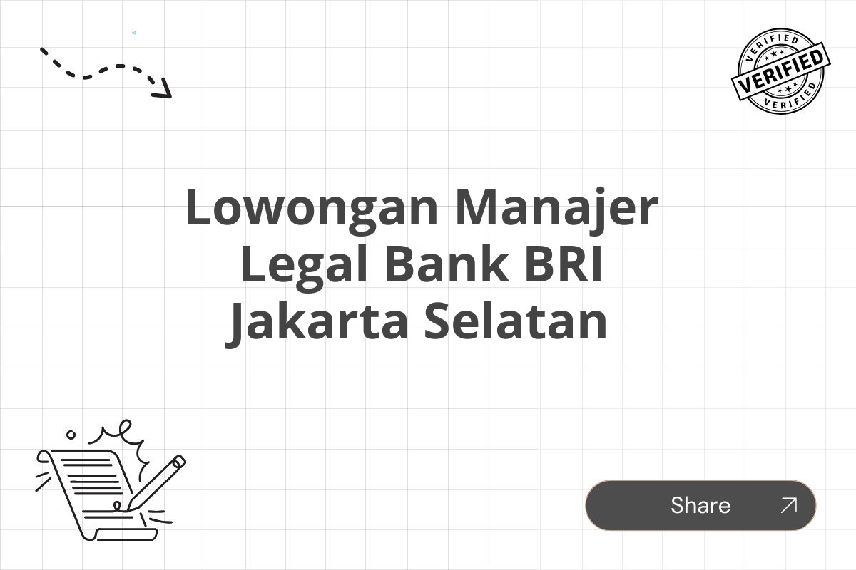 Lowongan Manajer Legal Bank BRI Jakarta Selatan