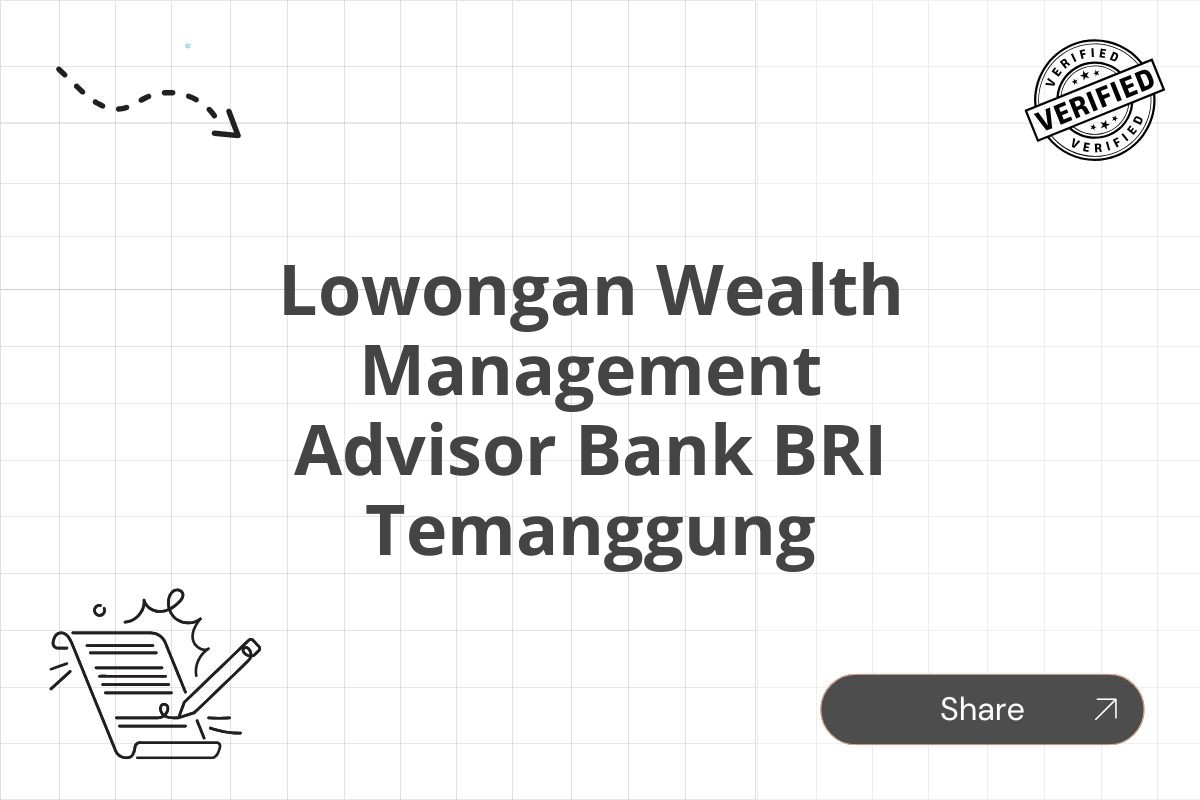 Lowongan Wealth Management Advisor Bank BRI Temanggung